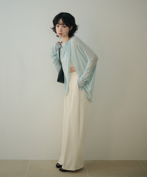 LAULEN(ローレン)の「drape neck slit nuance tops /ドレープネックスリットニュアンス長袖トップス(Tシャツ/カットソー・レディース・ブルー/ベージュ/イエロー/ブラック/アイボリー・FREE)」の17枚目の写真