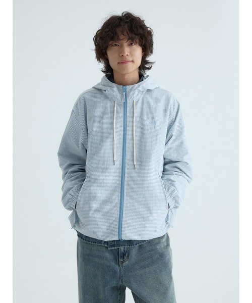 codegraphy（コードグラフィー）の「Checked Hooded Jumper CBFSUJP002（ブルゾン・メンズ・スカイブルー/ダークネイビー・LARGE/MEDIUM）」の2枚目の写真