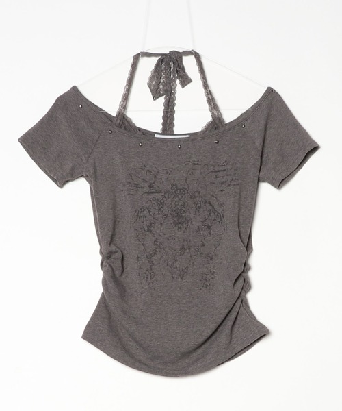 .KOM(ドットコム)の「A'GEM/9 × .kom 『.KOM/ドットケーオーエム』レースホルターレイヤードトップス(Tシャツ/カットソー・レディース・ホワイト/グレー・FREE)」の8枚目の写真