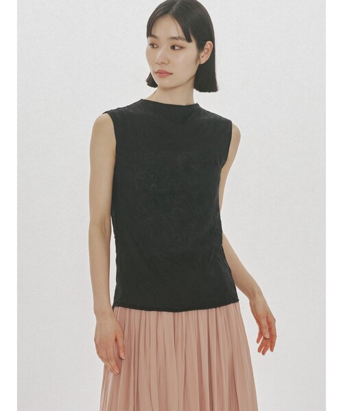 MIDIUMISOLID(ミディウミソリッド)の「MIDIUMISOLID for Ladies シースルーハイネックノースリーブインナー(Tシャツ/カットソー・レディース・ブラック/パープル/オフホワイト・FREE)」の2枚目の写真