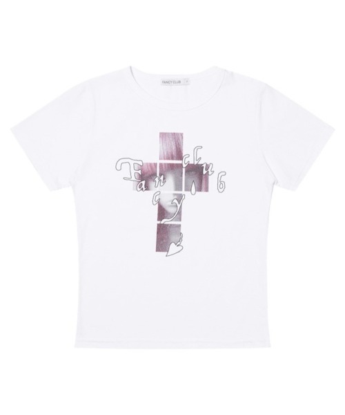 FANCY CLUB(ファンシークラブ)の「【FANCY CLUB】CROSS KIRA TEE / 【ファンシークラブ】クロスキラ半袖Tシャツ<着用動画あり>(Tシャツ/カットソー・レディース・ブラック/ホワイト/ピンク・ONE SIZE)」の10枚目の写真