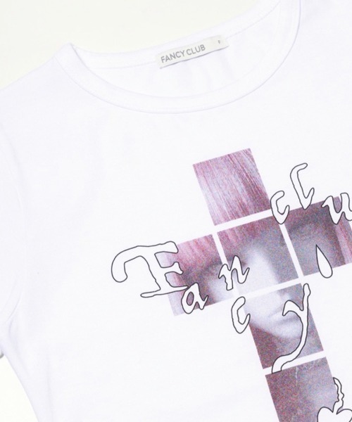 FANCY CLUB(ファンシークラブ)の「【FANCY CLUB】CROSS KIRA TEE / 【ファンシークラブ】クロスキラ半袖Tシャツ<着用動画あり>(Tシャツ/カットソー・レディース・ブラック/ホワイト/ピンク・ONE SIZE)」の12枚目の写真