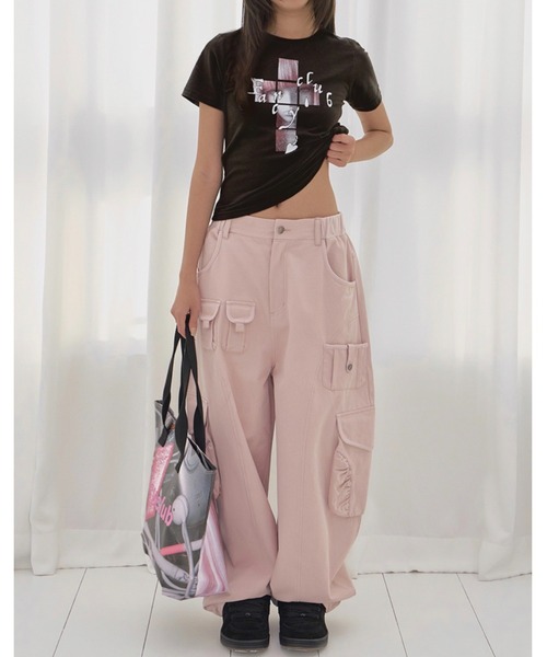 FANCY CLUB(ファンシークラブ)の「【FANCY CLUB】CROSS KIRA TEE / 【ファンシークラブ】クロスキラ半袖Tシャツ<着用動画あり>(Tシャツ/カットソー・レディース・ブラック/ホワイト/ピンク・ONE SIZE)」の14枚目の写真