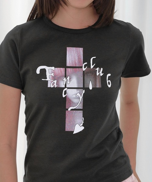 FANCY CLUB(ファンシークラブ)の「【FANCY CLUB】CROSS KIRA TEE / 【ファンシークラブ】クロスキラ半袖Tシャツ<着用動画あり>(Tシャツ/カットソー・レディース・ブラック/ホワイト/ピンク・ONE SIZE)」の16枚目の写真