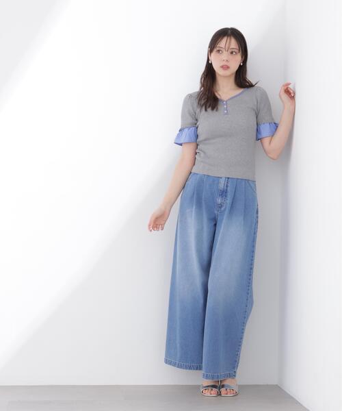 PROPORTION BODY DRESSING（プロポーションボディドレッシング）の「異素材ハーフスリーブニット / 1216170413（ニット/セーター・レディース・ホワイト系その他/グレー系その他/ネイビー・FREE）」の6枚目の写真