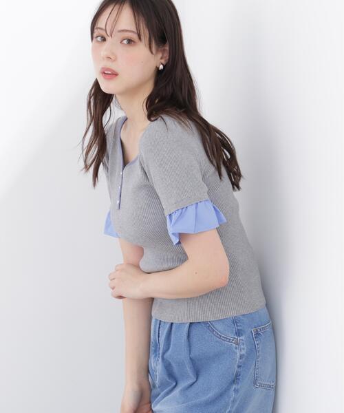 PROPORTION BODY DRESSING（プロポーションボディドレッシング）の「異素材ハーフスリーブニット / 1216170413（ニット/セーター・レディース・ホワイト系その他/グレー系その他/ネイビー・FREE）」の8枚目の写真
