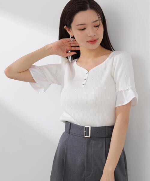 PROPORTION BODY DRESSING（プロポーションボディドレッシング）の「異素材ハーフスリーブニット / 1216170413（ニット/セーター・レディース・ホワイト系その他/グレー系その他/ネイビー・FREE）」の19枚目の写真