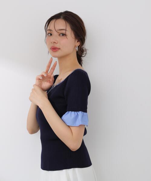 PROPORTION BODY DRESSING（プロポーションボディドレッシング）の「異素材ハーフスリーブニット / 1216170413（ニット/セーター・レディース・ホワイト系その他/グレー系その他/ネイビー・FREE）」の22枚目の写真