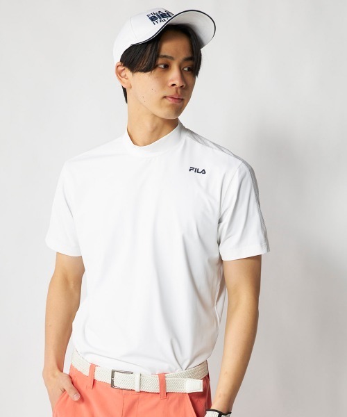 FILA GOLF(フィラゴルフ )の「【FILA GOLF:フィラゴルフ】半袖モックネックシャツ 吸汗速乾 ゴルフ(Tシャツ/カットソー・メンズ・ブラック/オフホワイト・MEDIUM/LARGE/X-LARGE/XX-LARGE)」の1枚目の写真