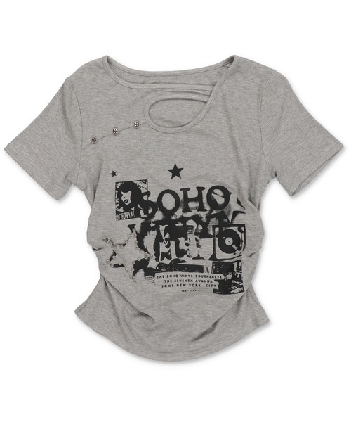 SPINNS(スピンズ)の「フロント開き半袖カットソー/プリントロゴ(Tシャツ/カットソー・レディース・グレー/ブラック/アイボリー・ONESIZE)」の13枚目の写真