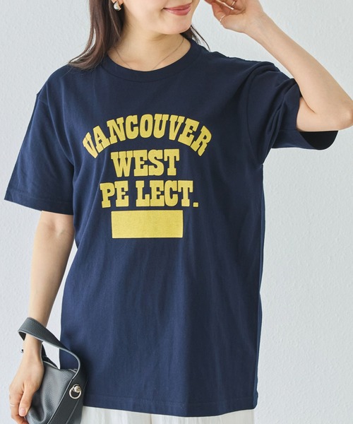 LAVEANGE(ラビアンジェ)の「カレッジロゴプリントTシャツ|大人カジュアル/大人こなれロゴ/ゆったりシルエット/半袖Tシャツ/綿100%(Tシャツ/カットソー・レディース・ホワイト/ネイビー/ダークブラウン/ライトベージュ・4L/3L/LL/M)」の22枚目の写真
