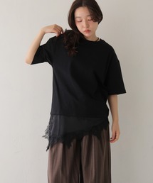 【cheriella】サテンレースレイヤード風Tシャツ SATIN LACE LAYERED T-SHIRT