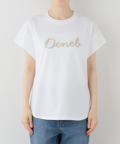 La TOTALITE（ラトータリテ）の「【洗える】Munich/ミューニック 刺繍ロゴTシャツ（Tシャツ/カットソー・レディース・ホワイト/キャメル・FREE）」の3枚目の写真