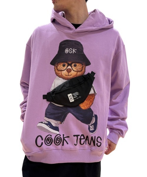 COOK JEANS(クックジーンズ)の「バッグベアーパーカー(パーカー・メンズ・ホワイト/パープル/ブラック・FREE)」の3枚目の写真