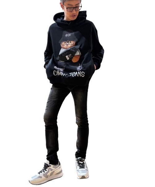 COOK JEANS(クックジーンズ)の「バッグベアーパーカー(パーカー・メンズ・ホワイト/パープル/ブラック・FREE)」の7枚目の写真