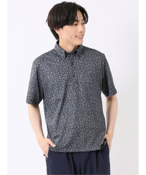 TAKA-Q(タカキュー)の「ビズポロ ポロシャツ メンズ 半袖 ストレッチ 吸水速乾 ノンアイロン ボタンダウン クールパス クールビズ(ポロシャツ・メンズ・ホワイト×ブラック・MEDIUM/LARGE/X-LARGE)」の1枚目の写真