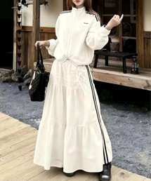 ジップスジャケットロングスカートセットアップ