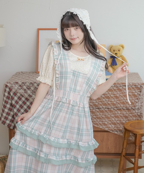 kutir(クティール)の「【クティールとレトロ】2wayチェックティアードフリルジャンパースカート(ジャンパースカート・レディース・パープル/オレンジ/ブルー/レッド/グリーン・SMALL/MEDIUM)」の14枚目の写真