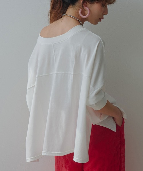 bohmal(ボマール)の「【接触冷感】【イージーケア】マルチウェイルーズTシャツ(Tシャツ/カットソー・レディース・ホワイト/ブルー/ブラック/ライム・FREE)」の2枚目の写真