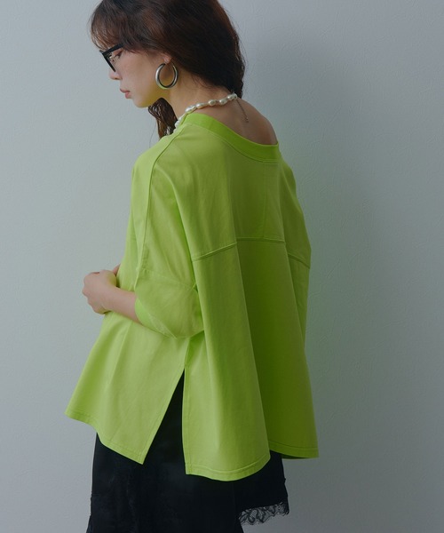 bohmal(ボマール)の「【接触冷感】【イージーケア】マルチウェイルーズTシャツ(Tシャツ/カットソー・レディース・ホワイト/ブルー/ブラック/ライム・FREE)」の1枚目の写真