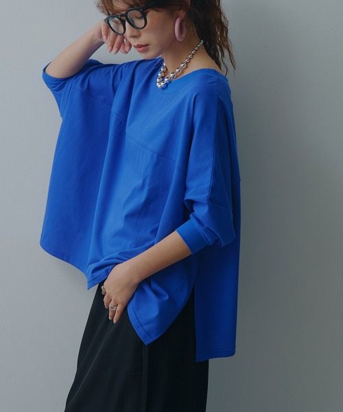bohmal(ボマール)の「【接触冷感】【イージーケア】マルチウェイルーズTシャツ(Tシャツ/カットソー・レディース・ホワイト/ブルー/ブラック/ライム・FREE)」の4枚目の写真
