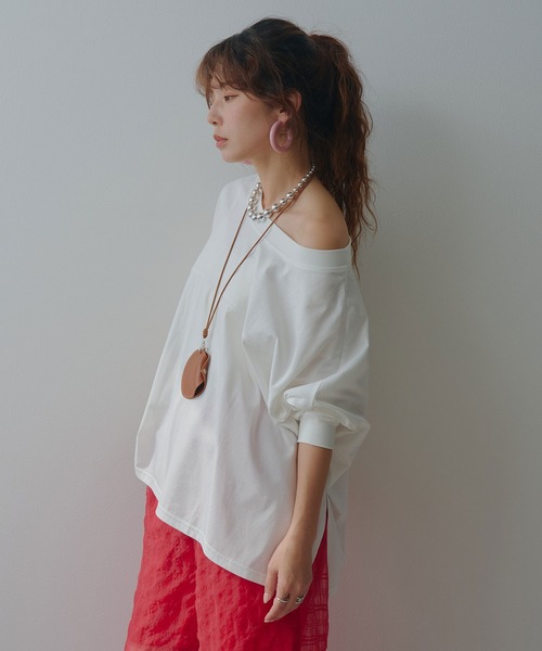 bohmal(ボマール)の「【接触冷感】【イージーケア】マルチウェイルーズTシャツ(Tシャツ/カットソー・レディース・ホワイト/ブルー/ブラック/ライム・FREE)」の11枚目の写真
