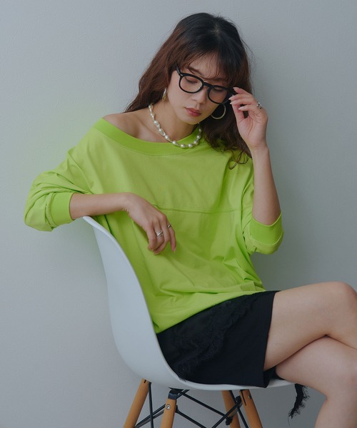 bohmal(ボマール)の「【接触冷感】【イージーケア】マルチウェイルーズTシャツ(Tシャツ/カットソー・レディース・ホワイト/ブルー/ブラック/ライム・FREE)」の19枚目の写真