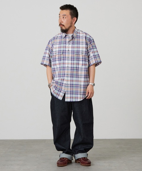 Lee(リー)の「Lee/リー ハーフスリーブサファリシャツ ライトウエイトマドラスチェック(シャツ/ブラウス・メンズ・ネイビー/レッド/オレンジ・SMALL/MEDIUM/LARGE/X-LARGE)」の20枚目の写真