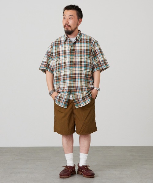 Lee(リー)の「Lee/リー ハーフスリーブサファリシャツ ライトウエイトマドラスチェック(シャツ/ブラウス・メンズ・ネイビー/レッド/オレンジ・SMALL/MEDIUM/LARGE/X-LARGE)」の10枚目の写真