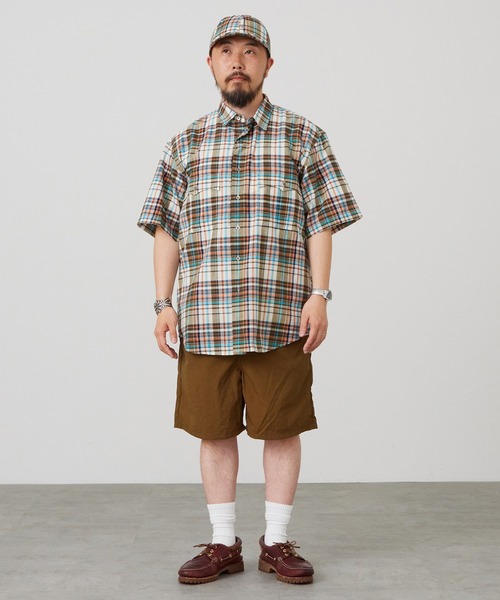 Lee(リー)の「Lee/リー ハーフスリーブサファリシャツ ライトウエイトマドラスチェック(シャツ/ブラウス・メンズ・ネイビー/レッド/オレンジ・SMALL/MEDIUM/LARGE/X-LARGE)」の8枚目の写真