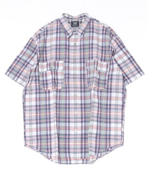 Lee(リー)の「Lee/リー ハーフスリーブサファリシャツ ライトウエイトマドラスチェック(シャツ/ブラウス・メンズ・ネイビー/レッド/オレンジ・SMALL/MEDIUM/LARGE/X-LARGE)」の6枚目の写真