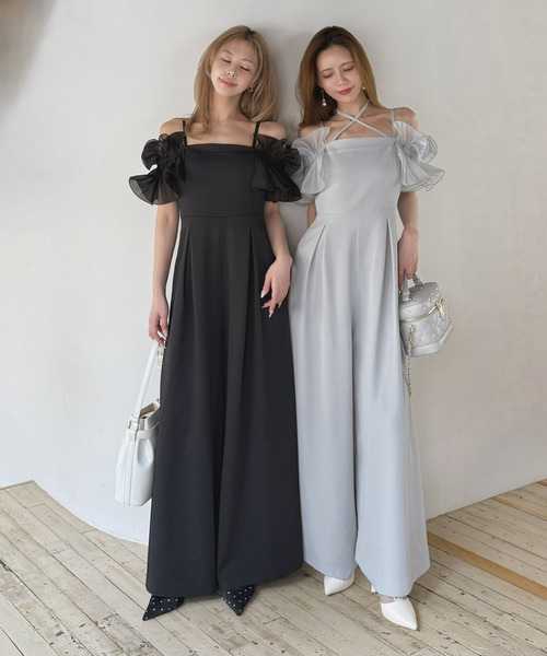 ROYAL PARTY(ロイヤルパーティー)の「【丈が選べる】ラッフルシアースリーブタックオールインワン(つなぎ/オールインワン・レディース・ブルー/オフホワイト/ブラック・FS/FREE)」の15枚目の写真