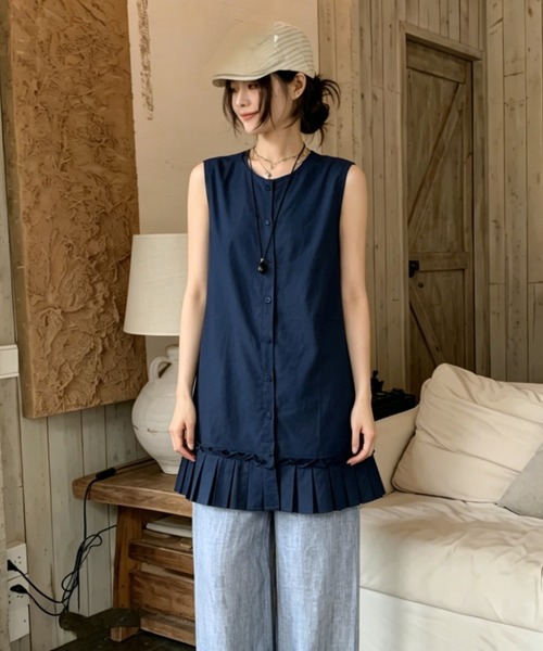 FAVORITO(ファヴォリート)の「ショートワンピース(シャツワンピース・レディース・ホワイト/イエロー/ダークブルー・F)」の2枚目の写真