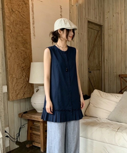 FAVORITO(ファヴォリート)の「ショートワンピース(シャツワンピース・レディース・ホワイト/イエロー/ダークブルー・F)」の10枚目の写真