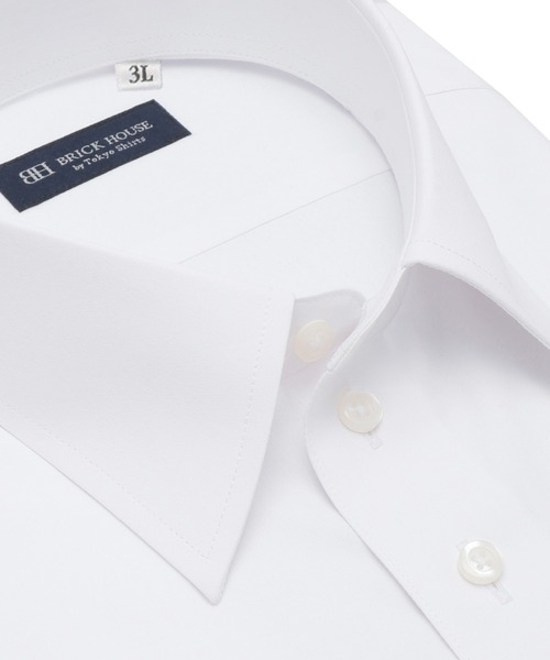 TOKYO SHIRTS（トウキョウシャツ）の「【透け防止】 形態安定ノンアイロン レギュラー 半袖ビジネスワイシャツ 白無地 （大きいサイズ）（ビジネスシャツ・メンズ・ホワイト・首回り45cm/首回り47cm）」の2枚目の写真