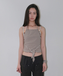 LAYERED STRIPE TOP [BROWN]