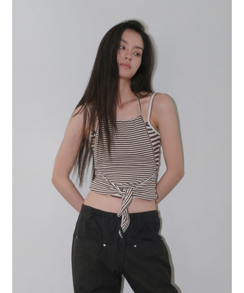 ORDINARY HOLIDAY（オーディナリー ホリデー）の「LAYERED STRIPE TOP [BROWN]（Tシャツ/カットソー・レディース・その他・FREE）」の2枚目の写真
