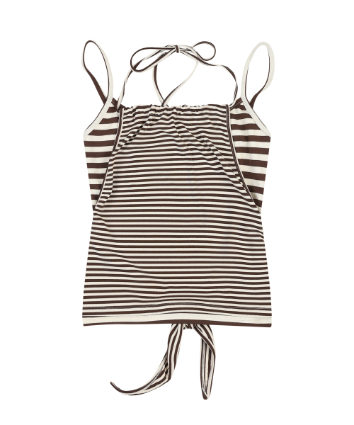 ORDINARY HOLIDAY（オーディナリー ホリデー）の「LAYERED STRIPE TOP [BROWN]（Tシャツ/カットソー・レディース・その他・FREE）」の3枚目の写真