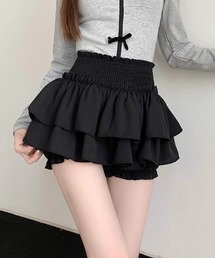インパン付きフリルティアード ミニスカート