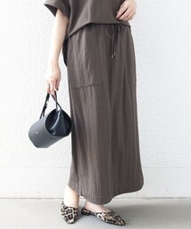 【実力派ベーシック】〈手洗い可能〉レーヨン ナイロン ポケット デザイン Iライン スカート