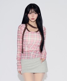 【首紐付き】Retro Check Long T-shirt / レトロチェックロングTシャツ