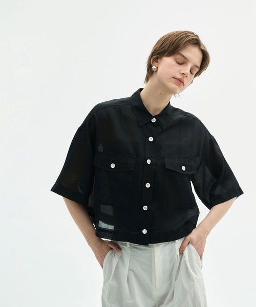 N.O.R.C(ノーク)の「シアーデニムCPOシャツ(シャツ/ブラウス・レディース・インディゴブルー/ブラック・フリー)」の3枚目の写真
