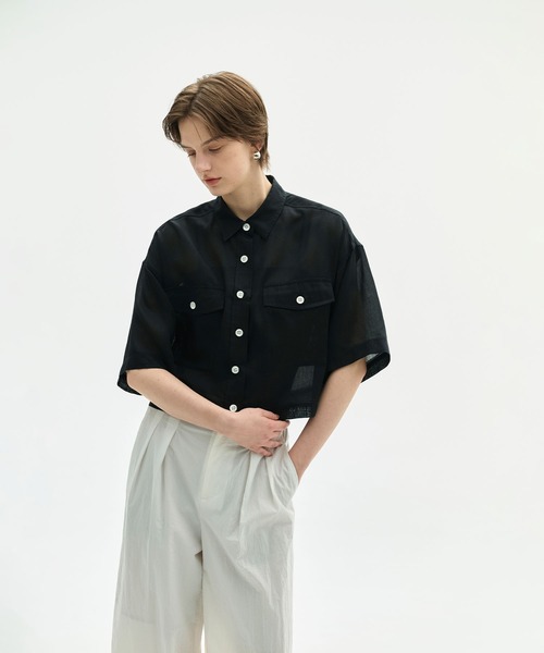 N.O.R.C(ノーク)の「シアーデニムCPOシャツ(シャツ/ブラウス・レディース・インディゴブルー/ブラック・フリー)」の6枚目の写真