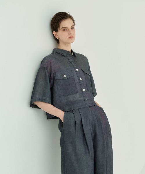 N.O.R.C(ノーク)の「シアーデニムCPOシャツ(シャツ/ブラウス・レディース・インディゴブルー/ブラック・フリー)」の12枚目の写真