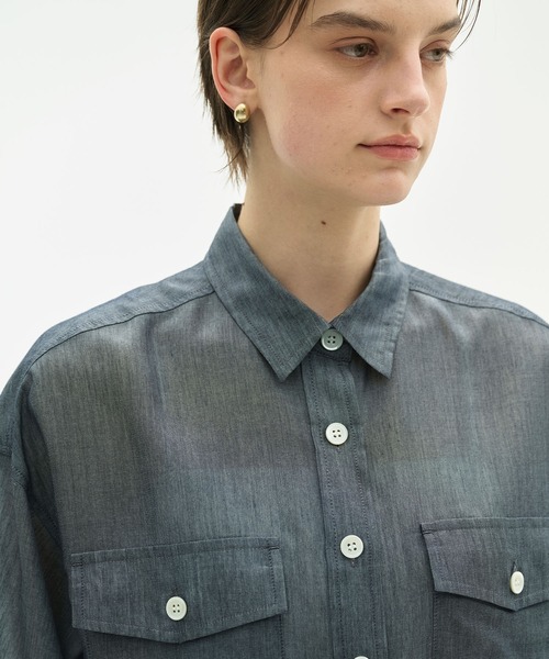 N.O.R.C(ノーク)の「シアーデニムCPOシャツ(シャツ/ブラウス・レディース・インディゴブルー/ブラック・フリー)」の15枚目の写真