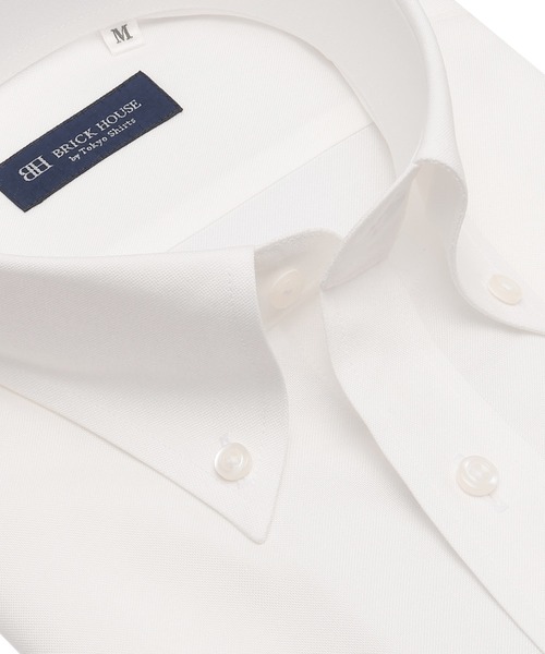 TOKYO SHIRTS（トウキョウシャツ）の「形態安定ノンアイロン ボタンダウン 半袖ビジネスワイシャツ（ビジネスシャツ・メンズ・ホワイト・首回り37cm/首回り39cm/首回り41cm/首回り42cm/首回り43cm）」の2枚目の写真
