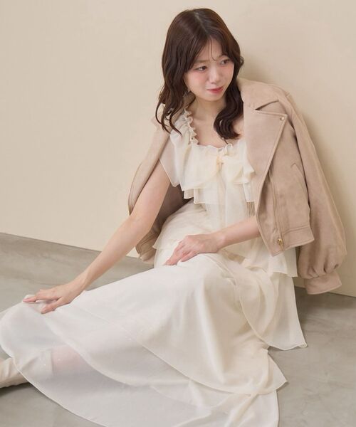 MAJESTIC LEGON(マジェスティックレゴン)の「マルチwayリボンキラキラワンピ(ワンピース・レディース・アイボリー/ブラック/ピンク・MEDIUM/SMALL/X-SMALL)」の5枚目の写真