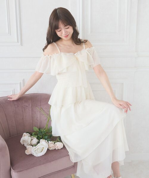 MAJESTIC LEGON(マジェスティックレゴン)の「マルチwayリボンキラキラワンピ(ワンピース・レディース・アイボリー/ブラック/ピンク・MEDIUM/SMALL/X-SMALL)」の19枚目の写真