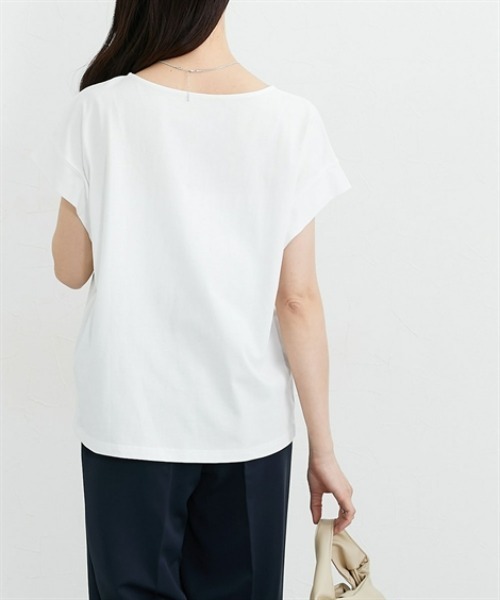 nissen(ニッセン)の「【接触冷感・吸汗速乾】快適素材フレンチスリーブトップス(Tシャツ/カットソー・レディース・オフホワイト/チャコール・L/M/LL)」の5枚目の写真