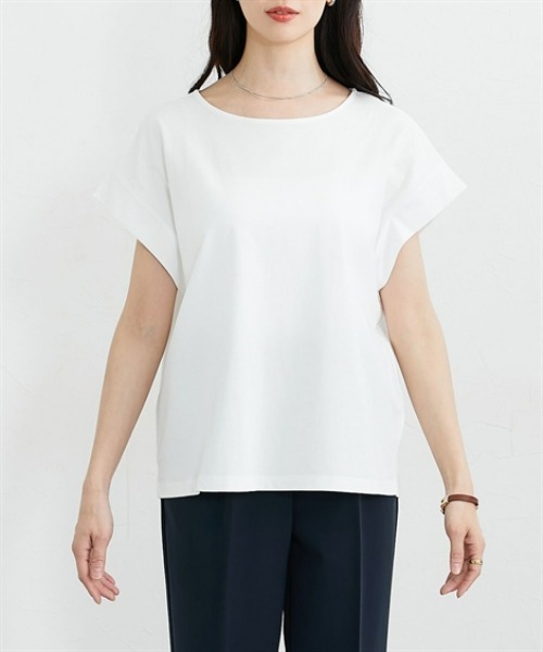 nissen(ニッセン)の「【接触冷感・吸汗速乾】快適素材フレンチスリーブトップス(Tシャツ/カットソー・レディース・オフホワイト/チャコール・L/M/LL)」の15枚目の写真